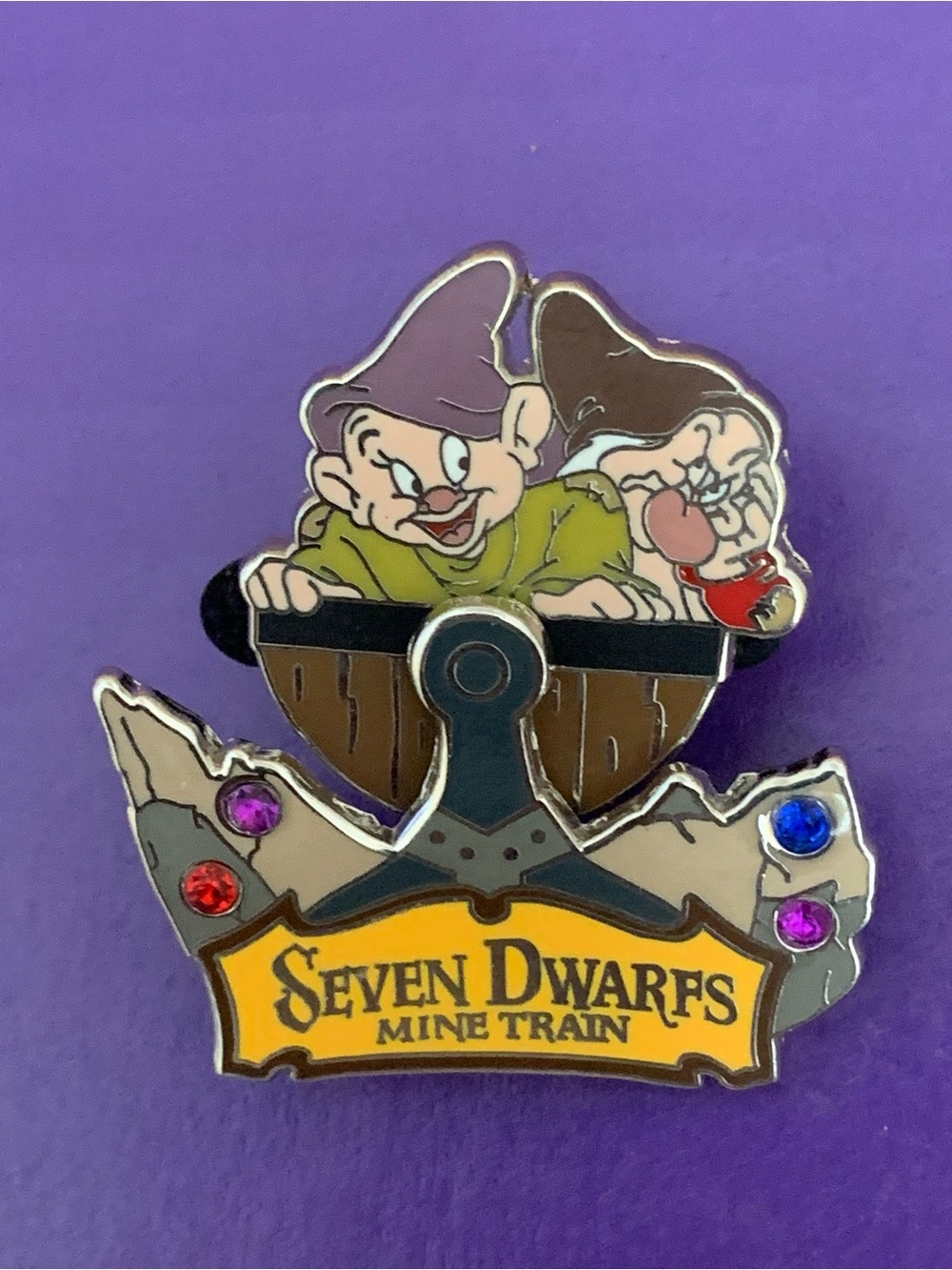 Disney Parks Seven Dwarfs Mine Train Dopey & Grumpy Rocking Pin